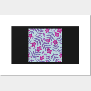 Pink and purple very peri marbled flowers Posters and Art